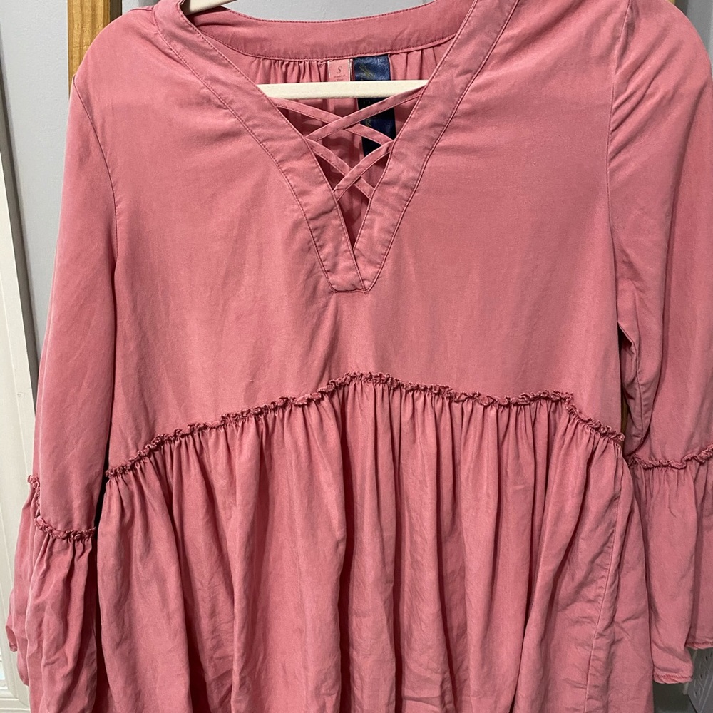 Pink 3 quarter sleeve babydoll shirt